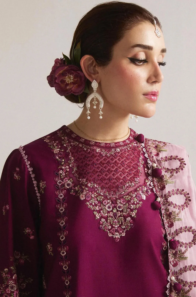 Hussain Rehar - 3PC Dhanak Embroidered Suit (Unstitched) - UH216