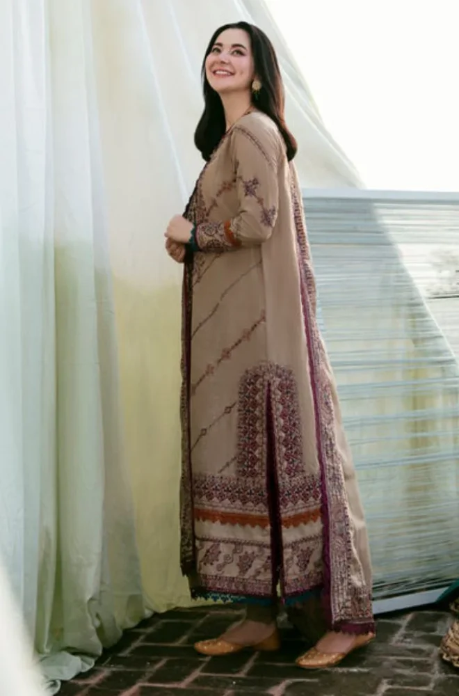 Florent - 3PC Unstitched Dhanak Embroidered Suit - UH232
