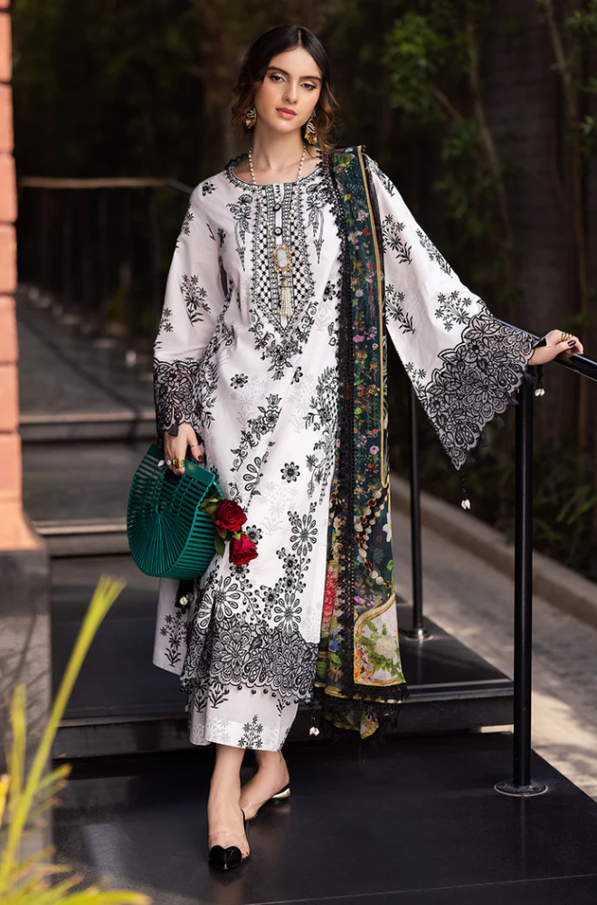 Asim jofa - 3PC Unstitched Dhanak Embroidered Suit - US134