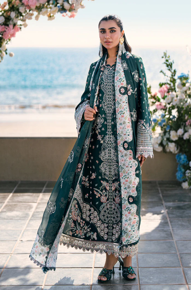 Qalamkar - 3PC Unstitched Dhanak Embroidered Suit - US119