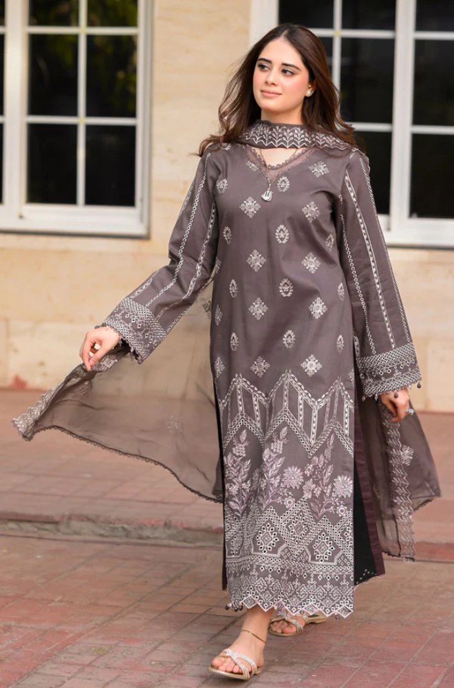 Sapphire - 3PC Unstitched Dhanak Embroidered Suit - UH237