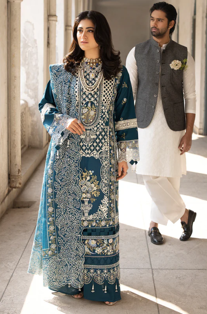 Mahnur - 3PC Unstitched Dhanak Chikenkari Embroidered Suit - US231