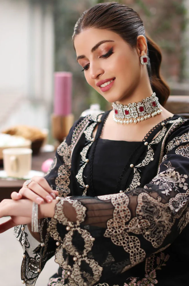 KAHF - 3PC Dhanak Embroidered Suit (Unstitched) - UH210