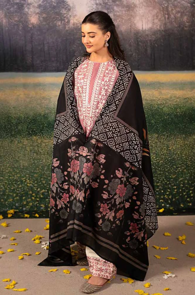 Urge - 3PC Unstitched Dhanak Embroidered Suit - UH248