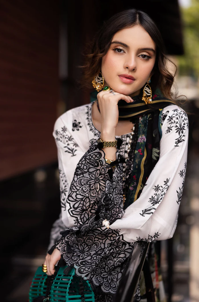 Asim jofa - 3PC Unstitched Dhanak Embroidered Suit - US134