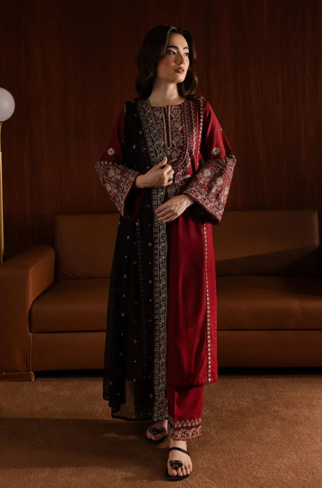 Batik - 3PC Unstitched Dhanak Embroidered Suit - UH175