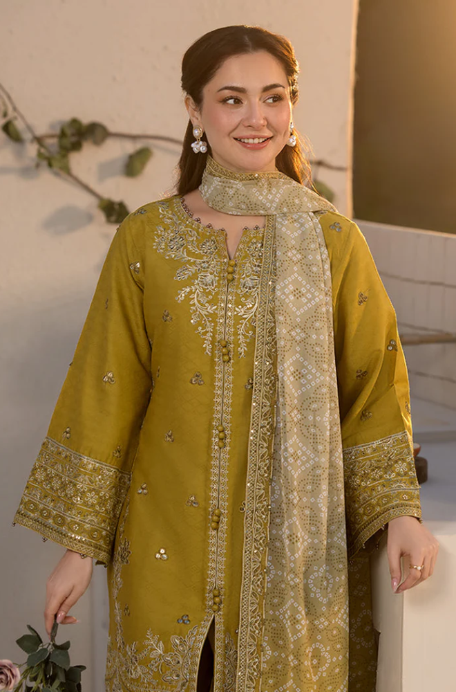 Laam - 3PC Unstitched Dhanak Embroidered Suit - US146