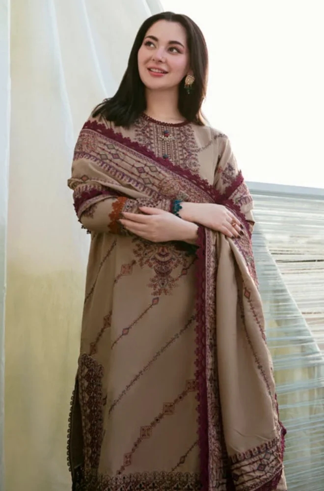 Florent - 3PC Unstitched Dhanak Embroidered Suit - UH232