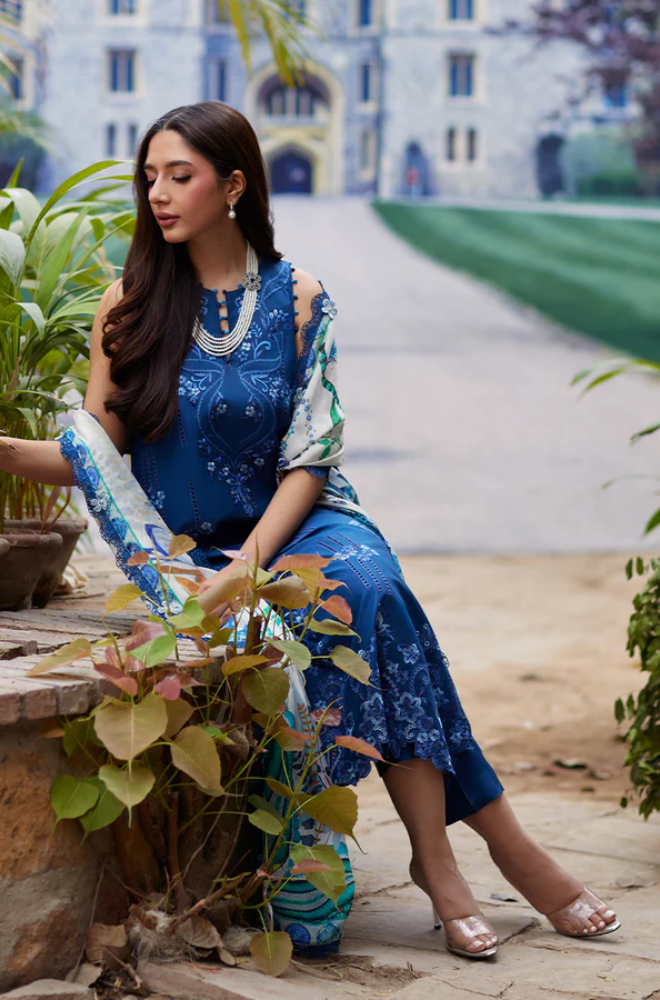 Mina-Hasan - 3PC Lawn Embroidered Suit (Unstitched) - UPM0137