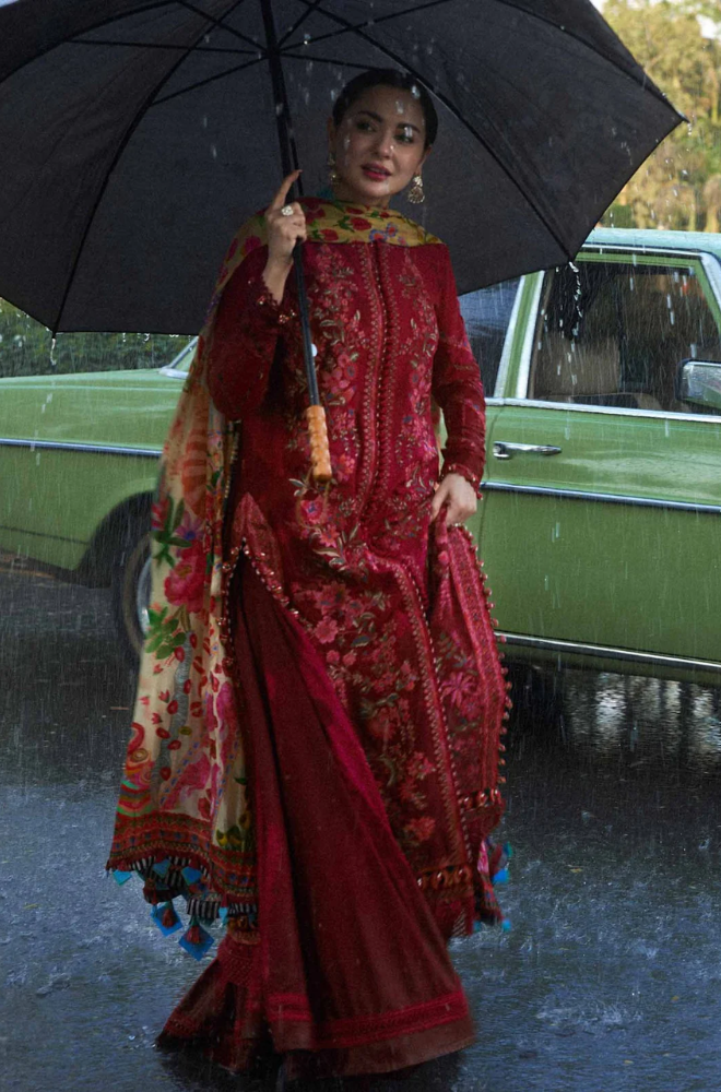 Hussain Rehar - 3PC Dhanak Embroidered Suit (Unstitched) - UH179