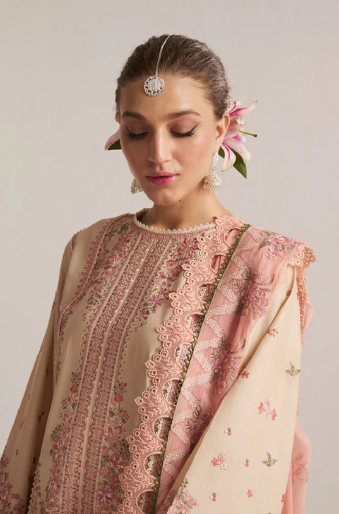 Hussain Rehar - 3PC Dhanak Embroidered Suit (Unstitched) - UH213
