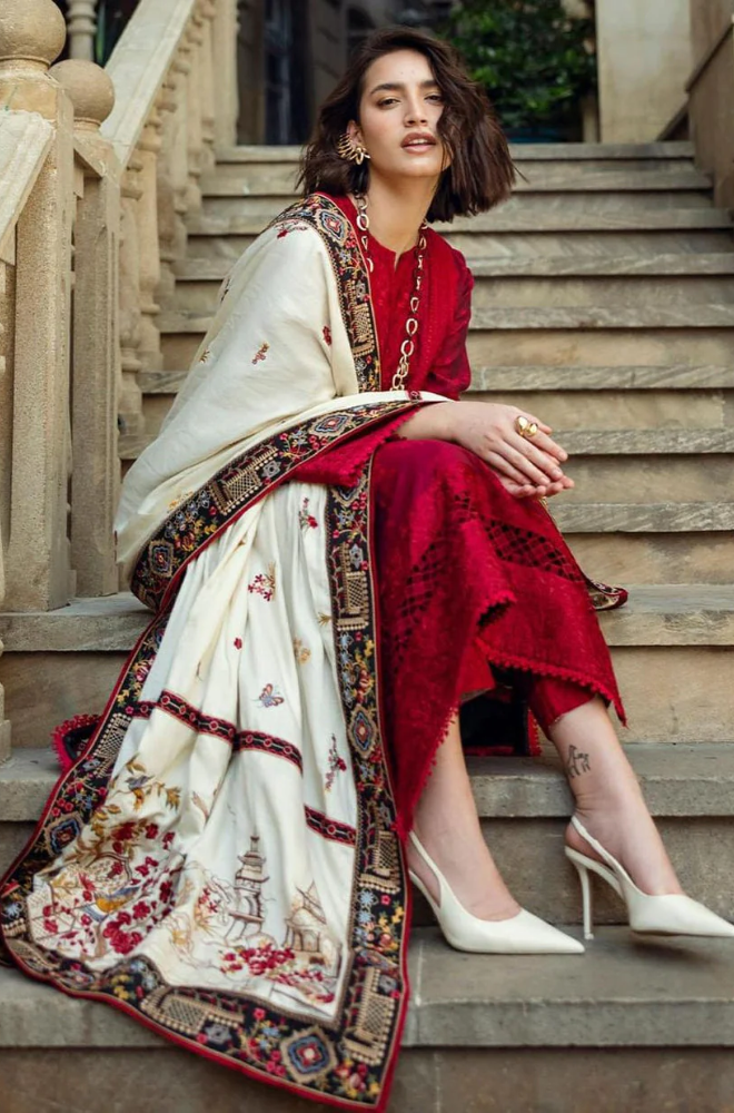 Mushq - 3PC Dhanak Embroidered Suit (Unstitched) - UH192