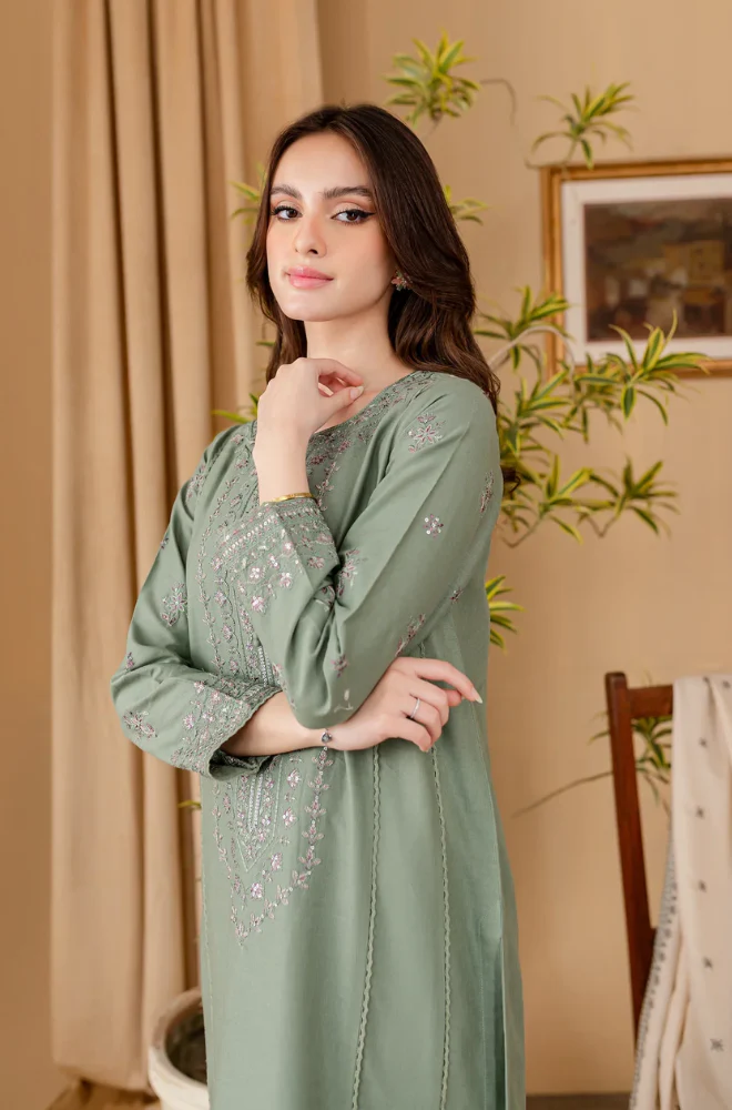 Sapphire - 3PC Dhanak Embroidered Suit (Unstitched) - UH193
