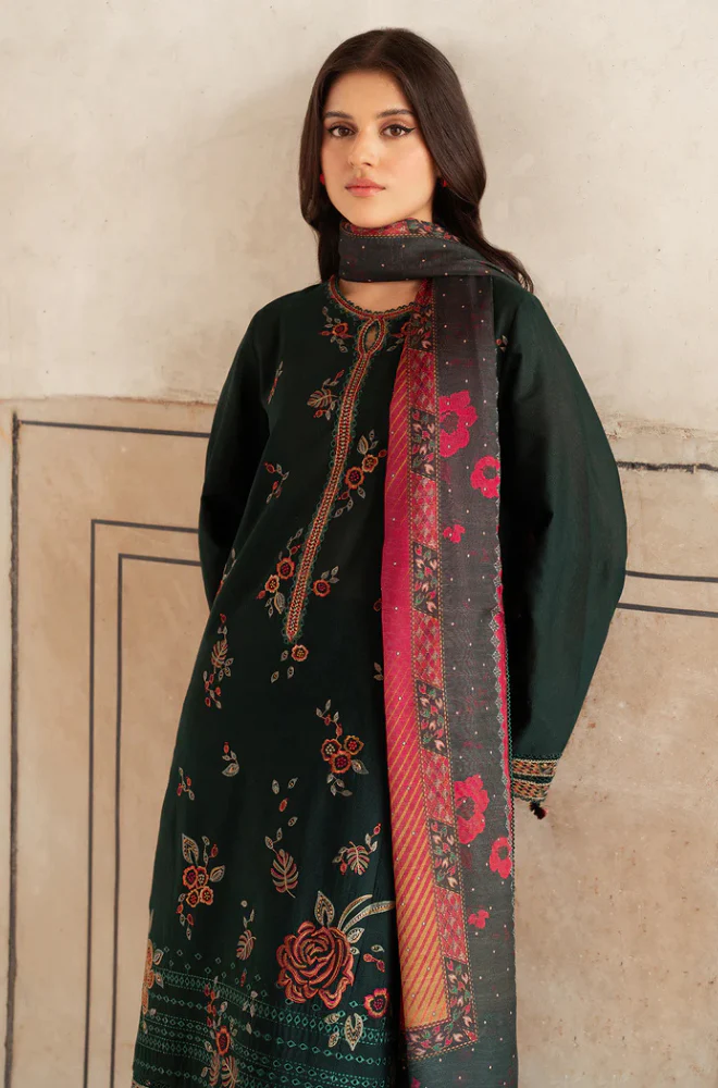 Jazmin - 3PC Unstitched Dhanak Embroidered Suit - UH242
