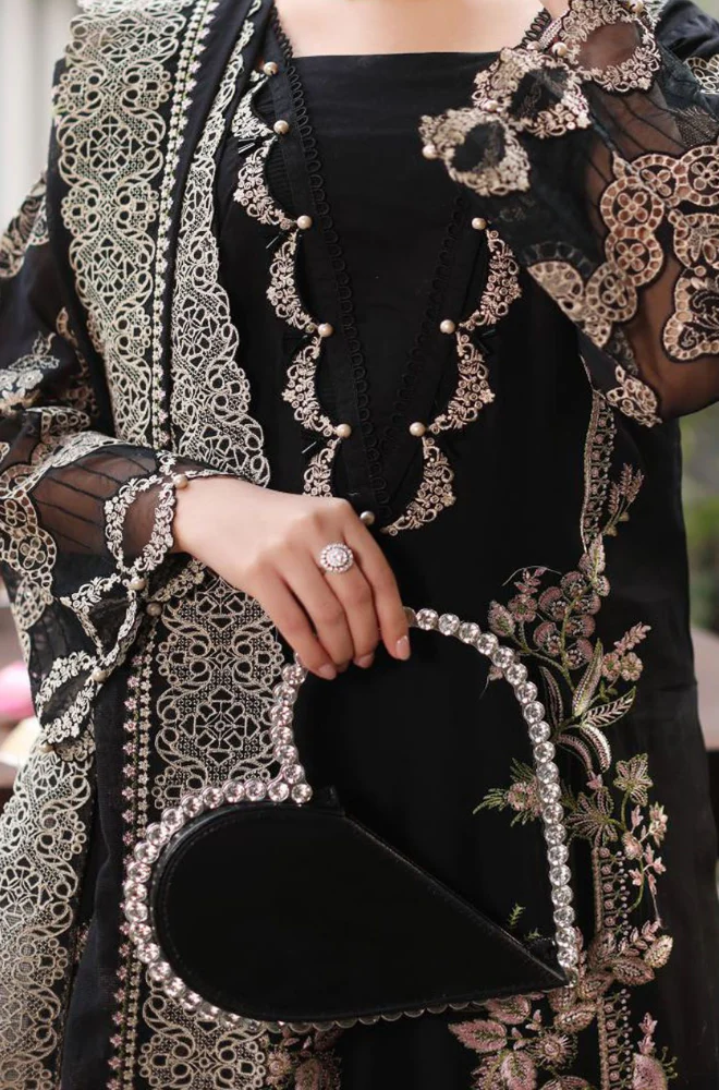 KAHF - 3PC Dhanak Embroidered Suit (Unstitched) - UH210
