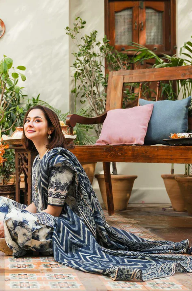 Sapphire - 3PC Dhanak Digital Printed Suit (Unstitched) - US041