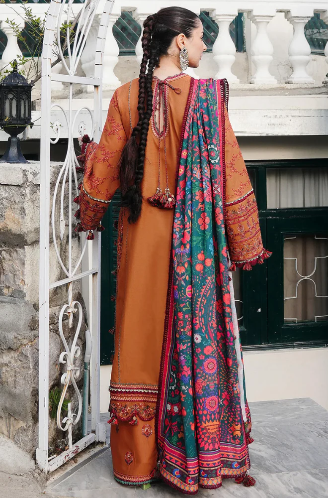 Hussain Rehar - 3PC Dhanak Embroidered Suit (Unstitched) - UH214