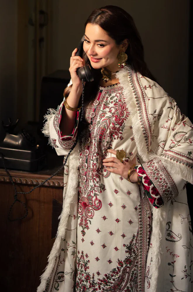 Asim jofa - 3PC Unstitched Dhanak Embroidered Suit - UH243