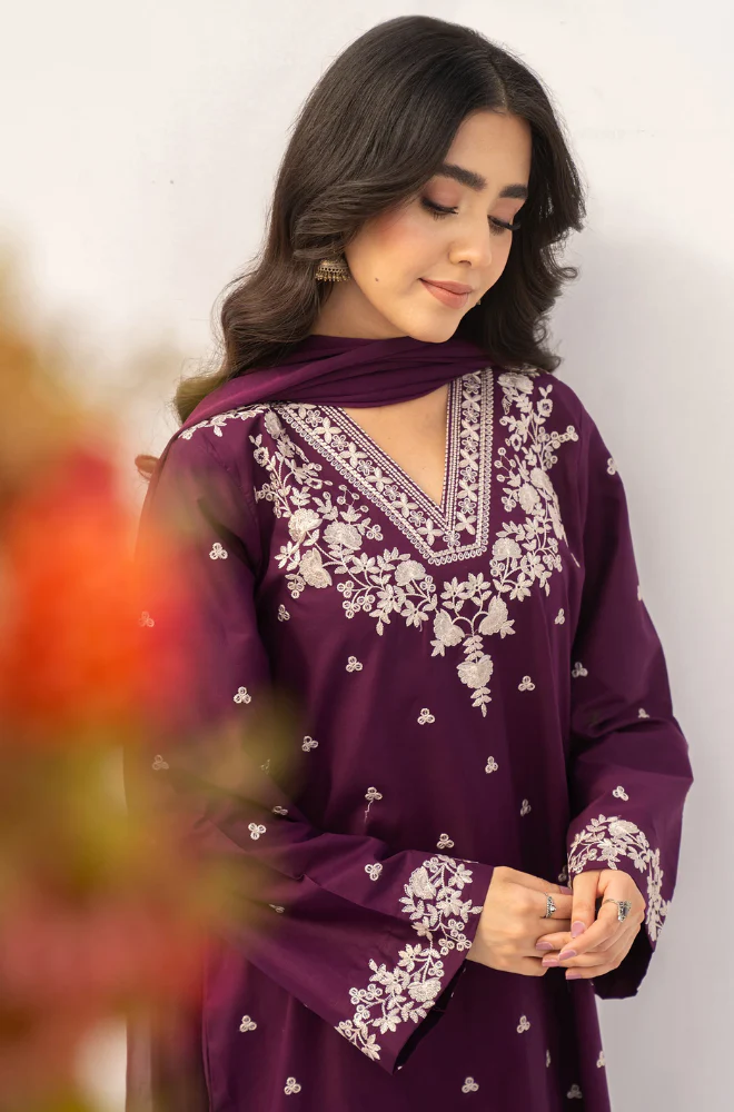 Rozana - 3PC Unstitched Dhanak Embroidered Suit - UH244