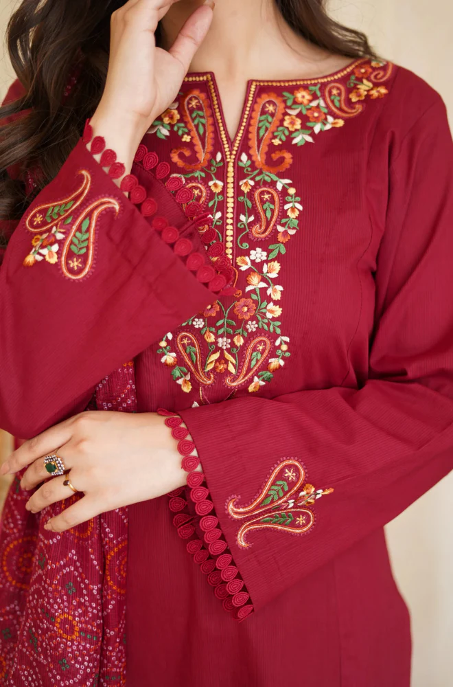 Asling - 3PC Unstitched Dhanak Embroidered Suit - UH245