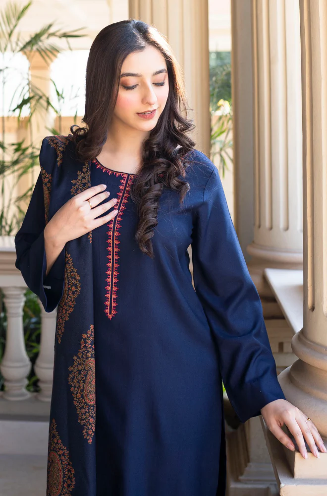 Asling - 3PC Unstitched Dhanak Embroidered Suit - UH246
