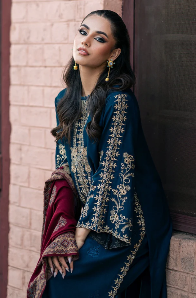 Izel - 3PC Unstitched Dhanak Embroidered Suit - US128