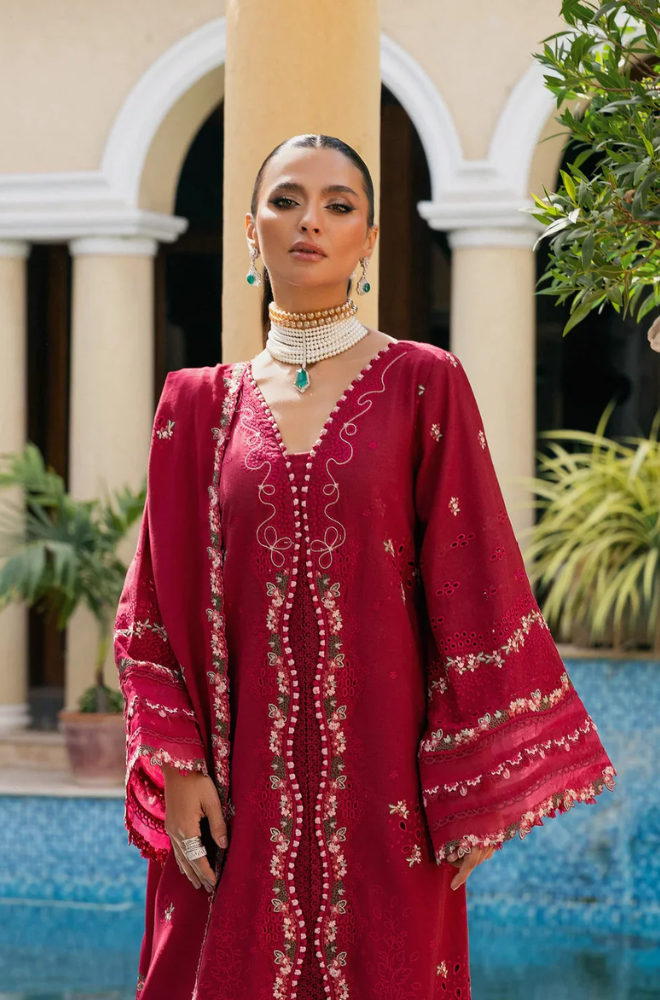 Elaf - 3 Piece Embroidered Lawn Suit (Unstitched) - UA234
