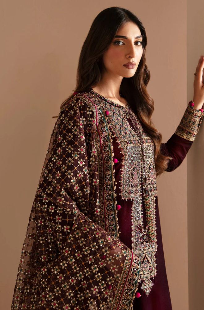 Jazmin - 3PC Velvet Embroidered Suit (Unstitched) - UH255