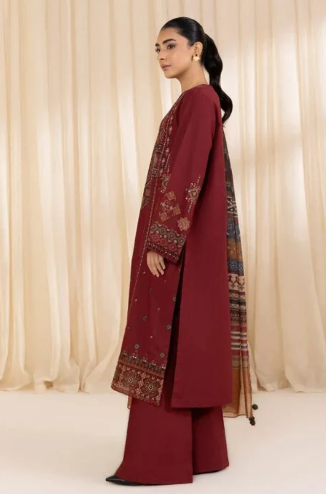 Sapphire - 3PC Dhanak Embroidered Suit (Unstitched) -UPA010