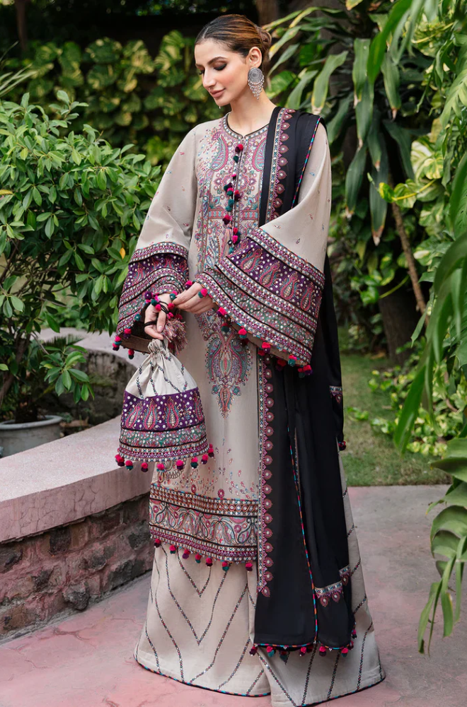 Jazmin - 3PC Unstitched Dhanak Embroidered Suit - UH258