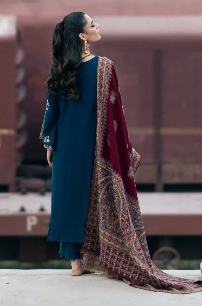 Izel - 3PC Unstitched Dhanak Embroidered Suit - US128