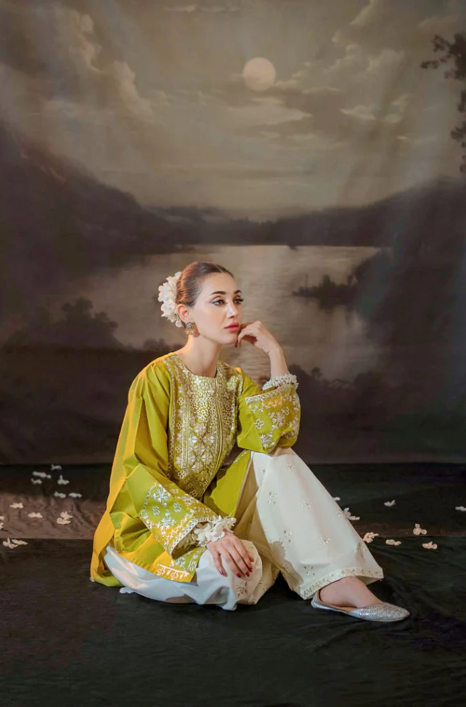 Urge - 2PC Dhanak Embroidered Suit (Unstitched) - US205