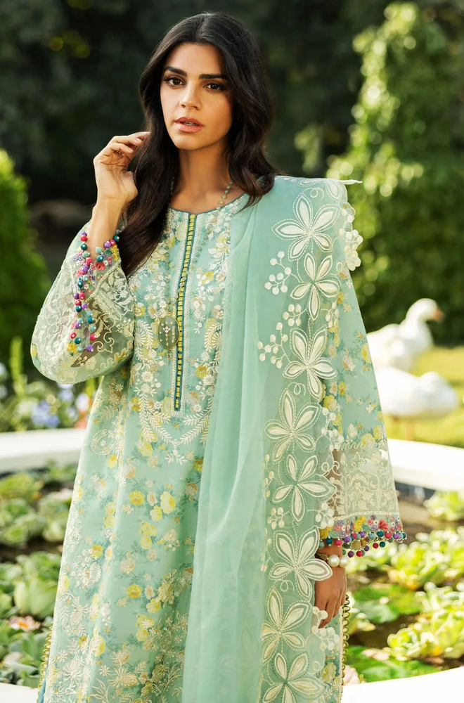 Siraa by Sadaf- 3PC Lawn Digital Printed and Embroidered Suit (Unstitched) - UPHB0156