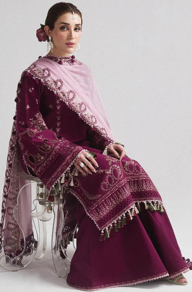 Hussain Rehar - 3PC Dhanak Embroidered Suit (Unstitched) - UH216