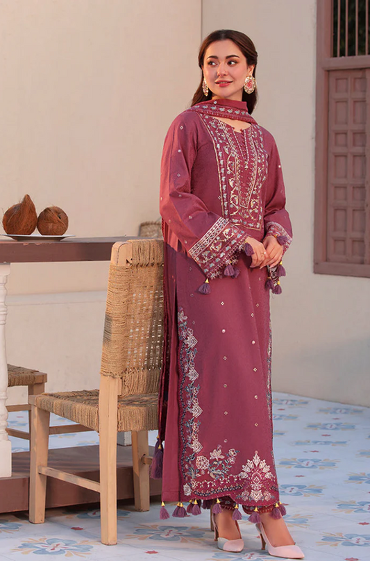Allys- 3PC Unstitched Dhanak Embroidered Suit - US109