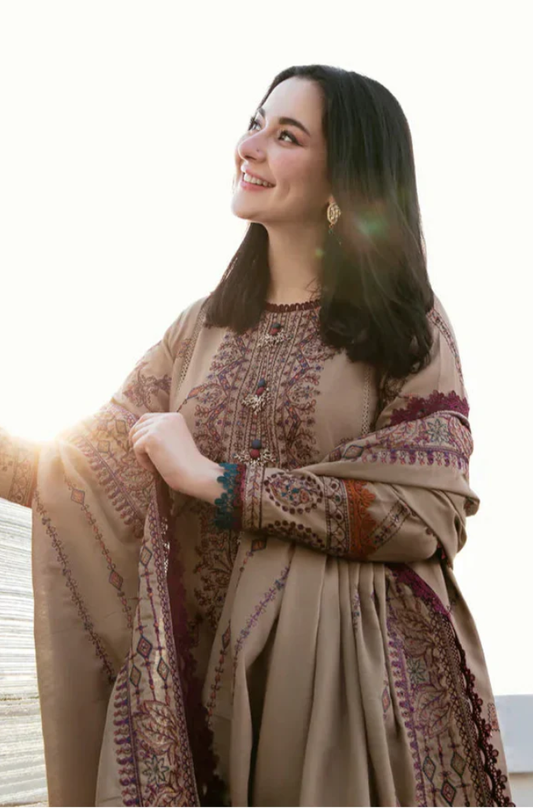 Florent - 3PC Unstitched Dhanak Embroidered Suit - UH232