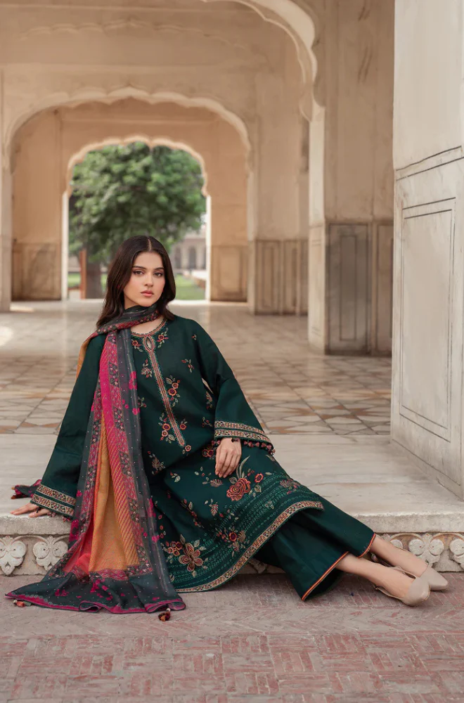 Jazmin - 3PC Unstitched Dhanak Embroidered Suit - UH242