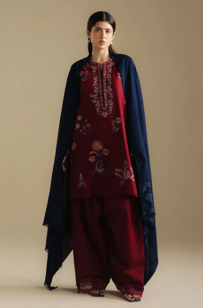 Zara Shahjahan - 3PC Unstitched Dhanak Embroidered Suit - UH271