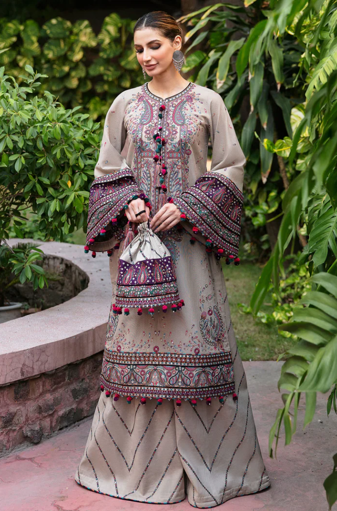 Jazmin - 3PC Unstitched Dhanak Embroidered Suit - UH258