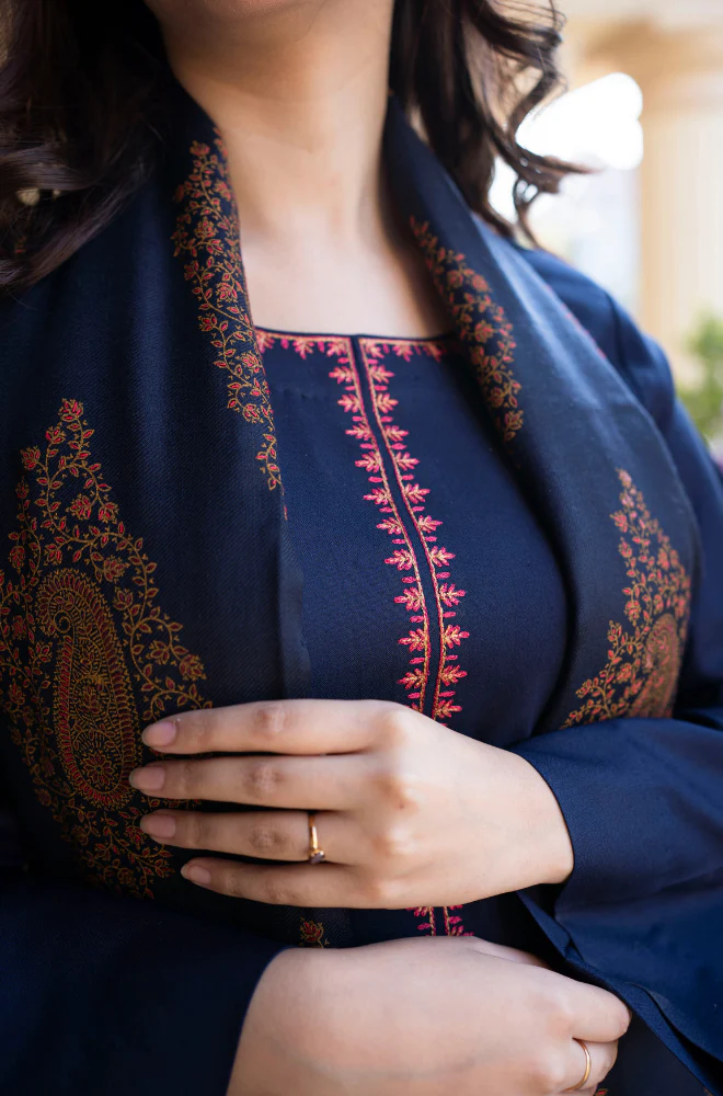 Asling - 3PC Unstitched Dhanak Embroidered Suit - UH246