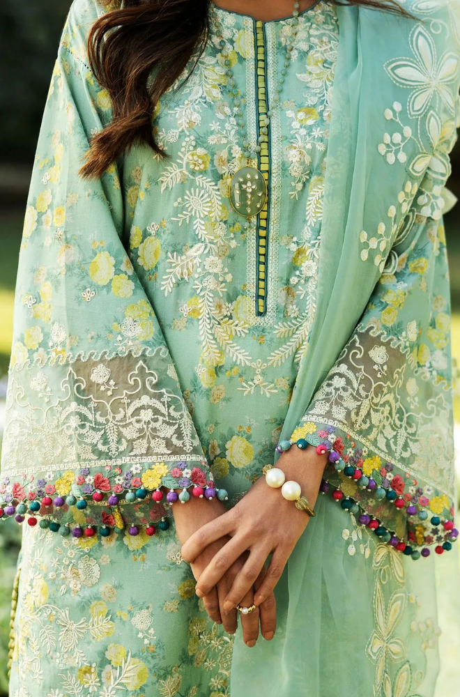 Siraa by Sadaf- 3PC Lawn Digital Printed and Embroidered Suit (Unstitched) - UPHB0156