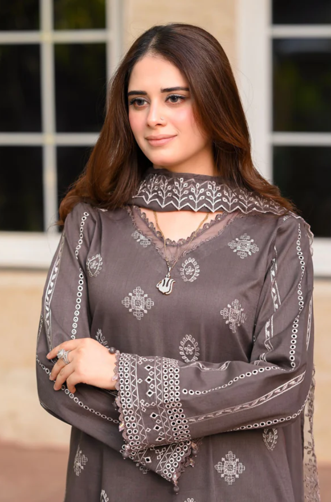 Sapphire - 3PC Unstitched Dhanak Embroidered Suit - UH237