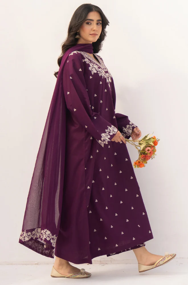 Rozana - 3PC Unstitched Dhanak Embroidered Suit - UH244