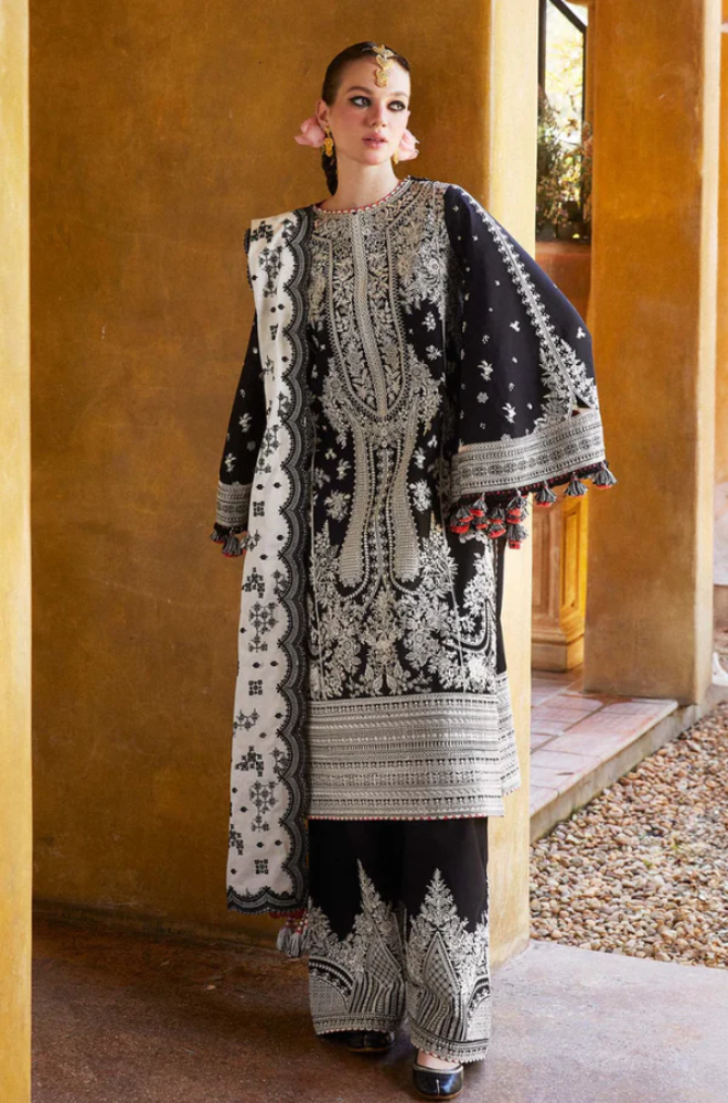 Qalamkar - 3PC Lawn Embroidered Suit -UPBF053