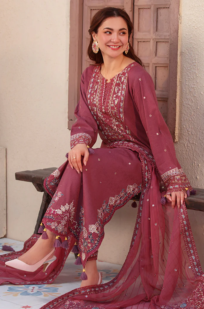 Allys- 3PC Unstitched Dhanak Embroidered Suit - US109