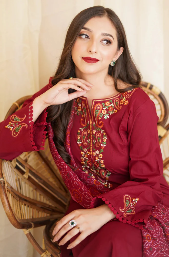 Asling - 3PC Unstitched Dhanak Embroidered Suit - UH245