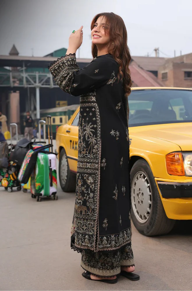 Asim jofa - 3PC Unstitched Dhanak Embroidered Suit - US142