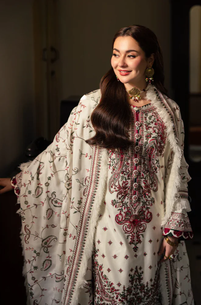 Asim jofa - 3PC Unstitched Dhanak Embroidered Suit - UH243