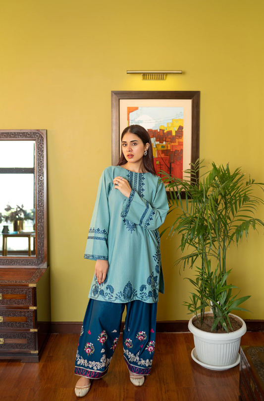 Urge - 2PC Dhanak Embroidered Suit (Unstitched) - UH326