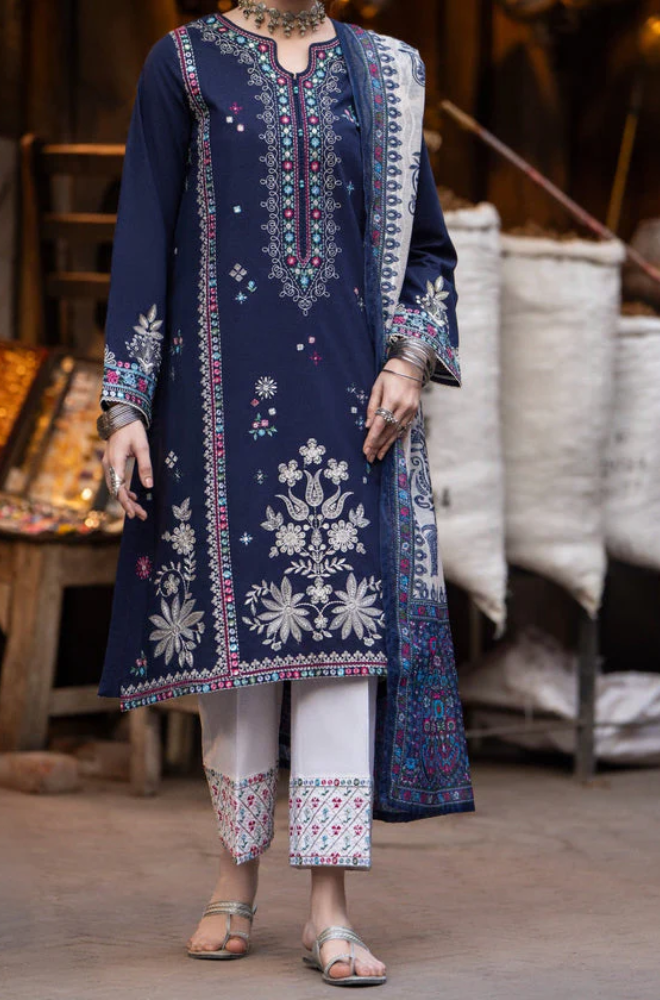 Laam - 3PC Unstitched Dhanak Embroidered Suit - UH238